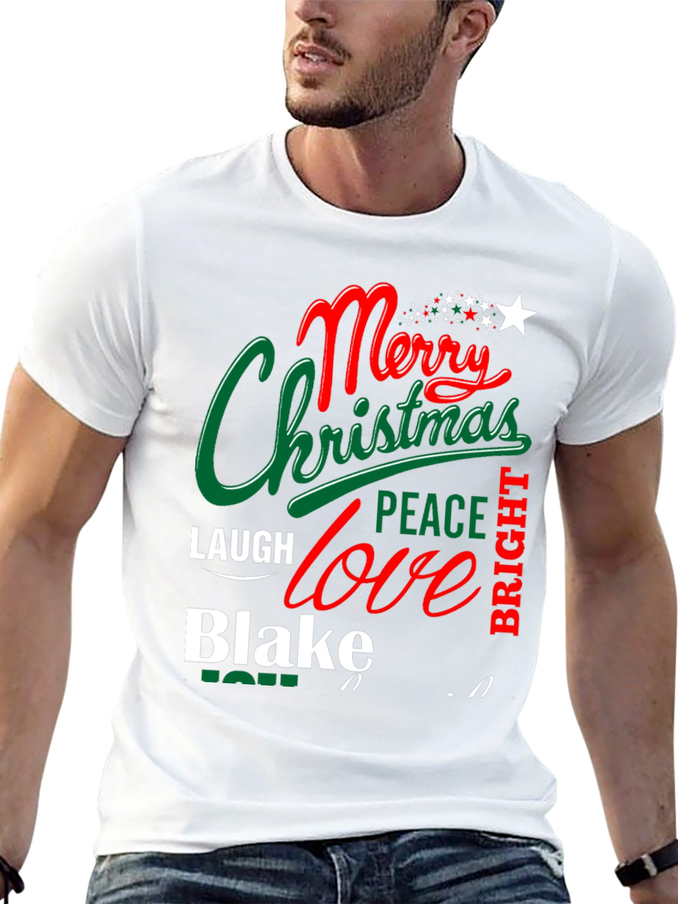 Merry Christmas Tee - Holiday Shirt - Personalized Name