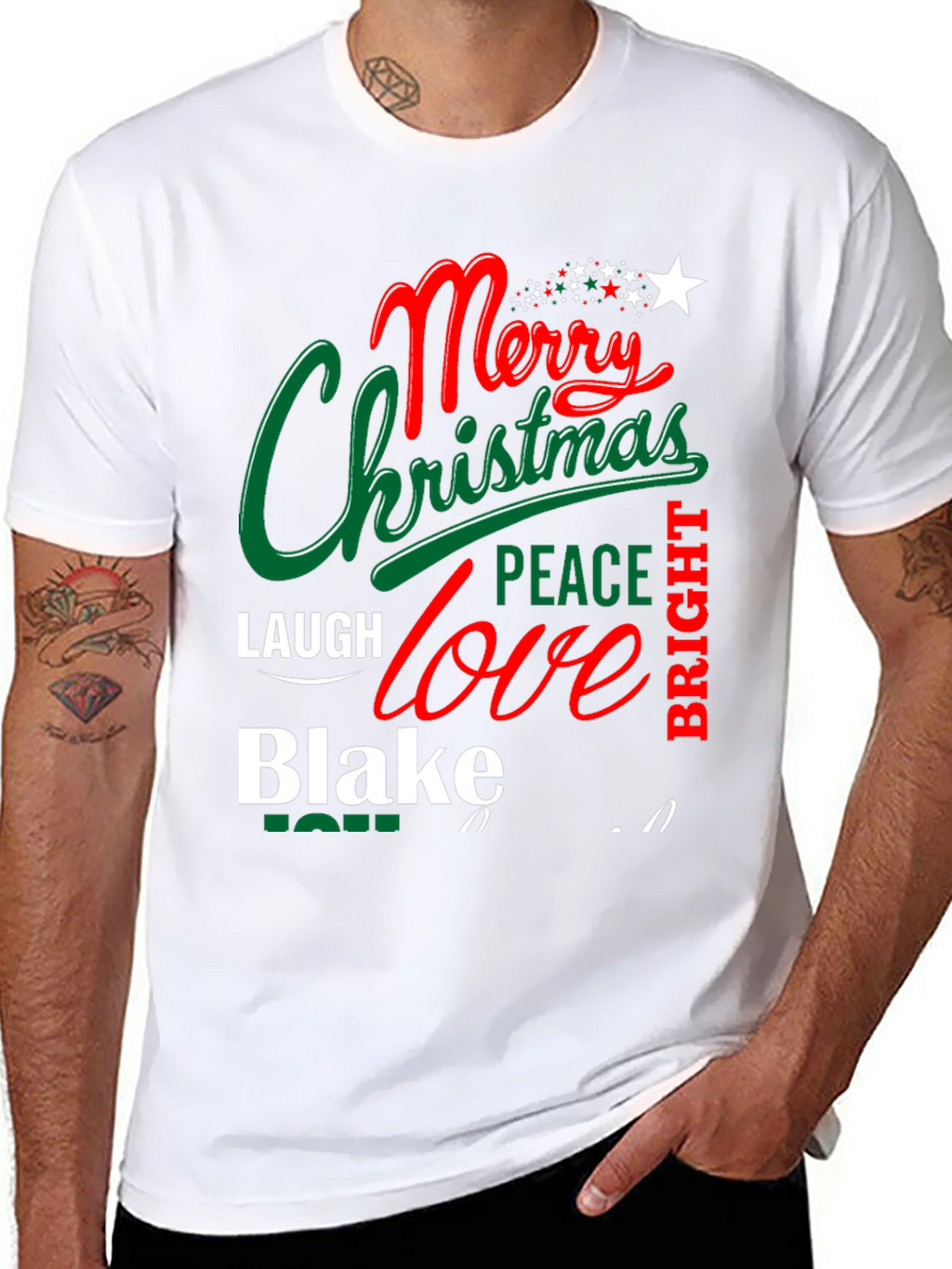 Merry Christmas Tee - Holiday Shirt - Personalized Name