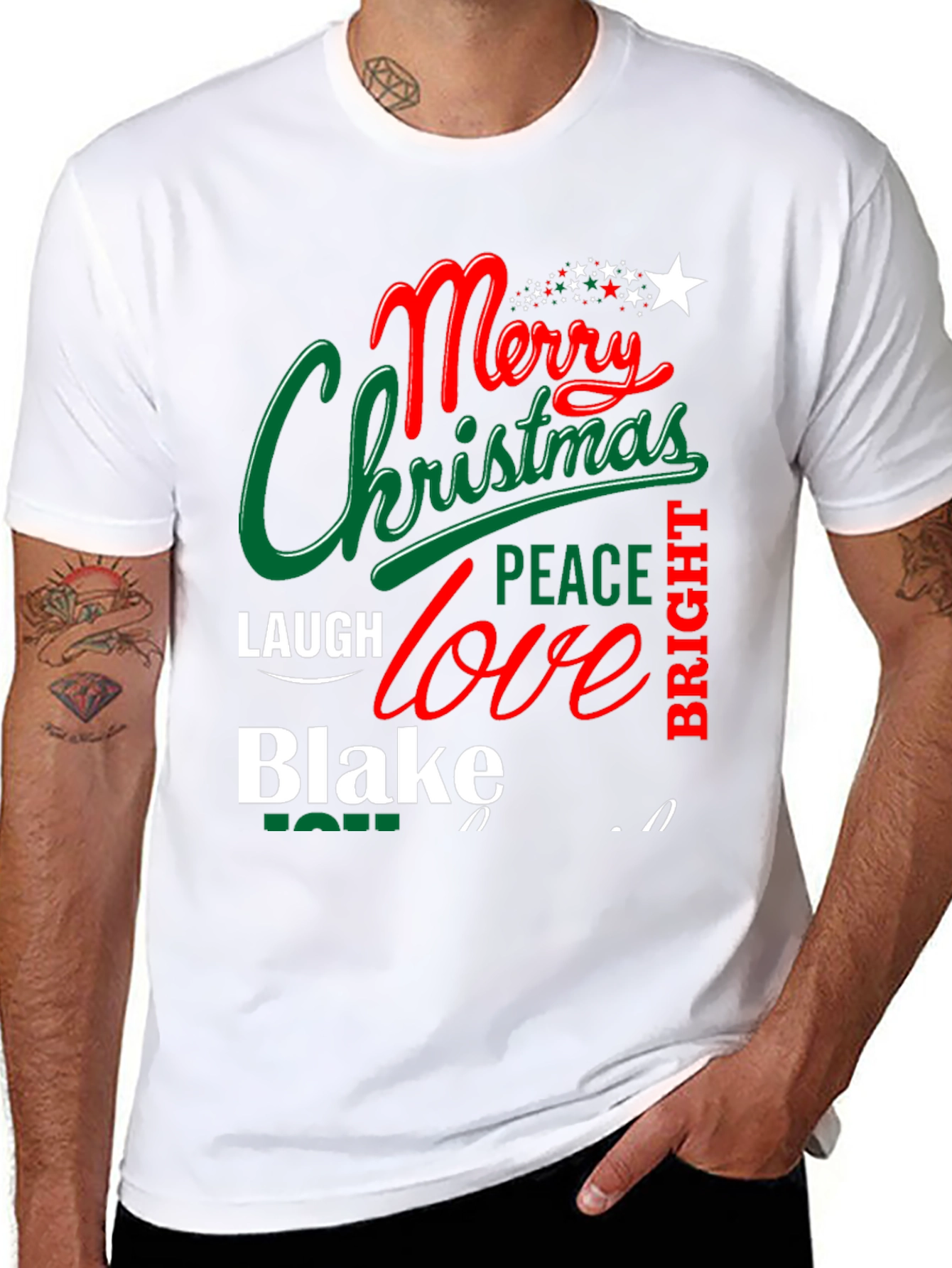 Merry Christmas Tee - Holiday Shirt - Personalized Name