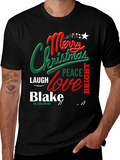Merry Christmas Tee - Holiday Shirt - Personalized Name