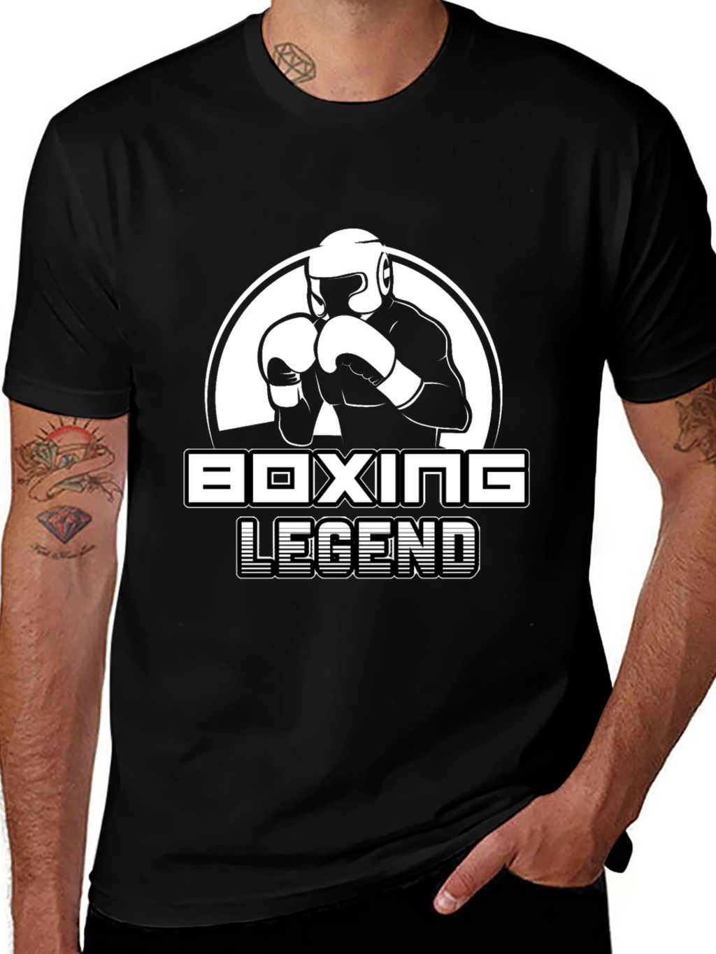 Boxing Legend Graphic Tee - Black Cotton T-Shirt