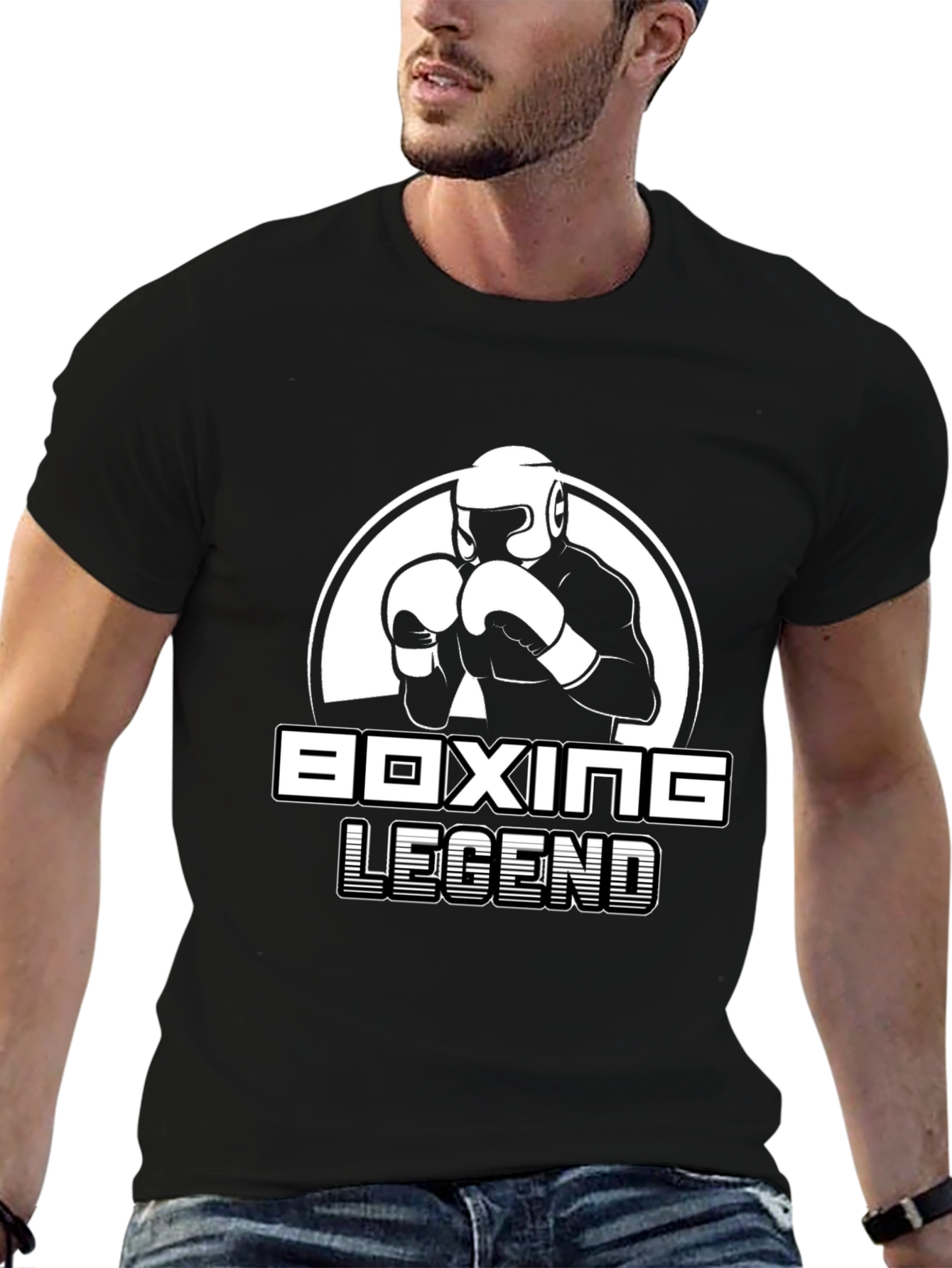 Boxing Legend Graphic Tee - Black Cotton T-Shirt
