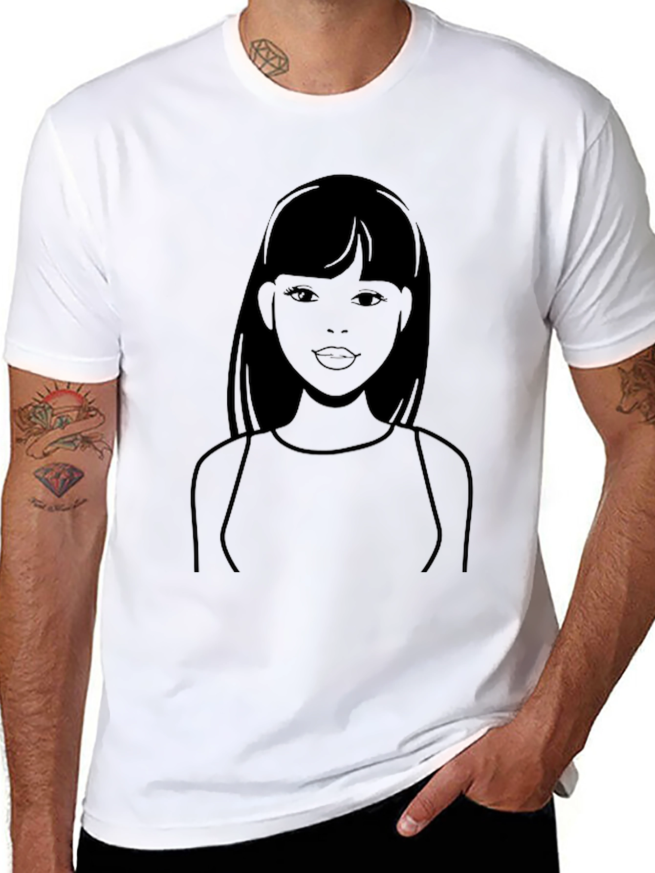 Stylish Black T-Shirt with Woman Graphic