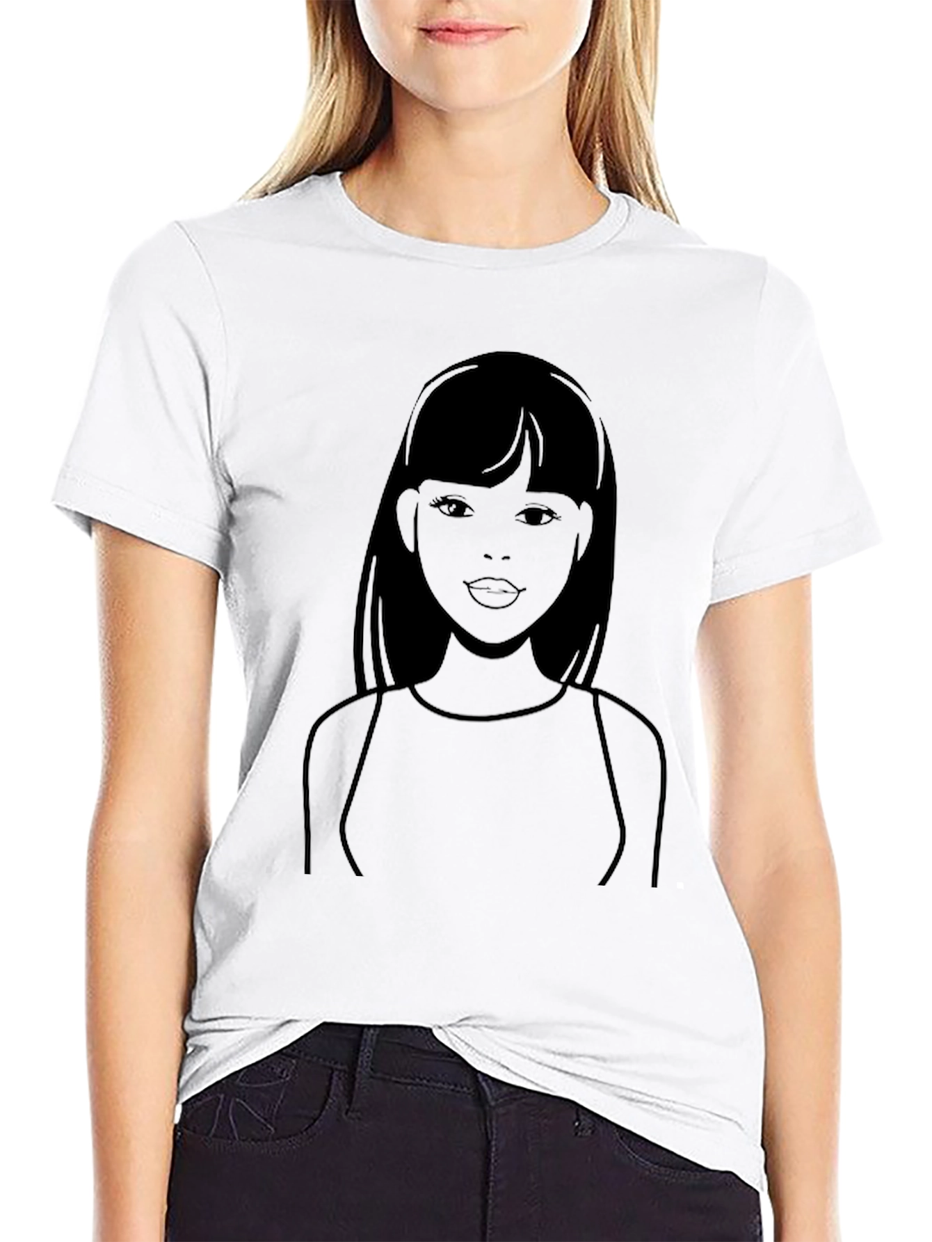 Stylish Black T-Shirt with Woman Graphic