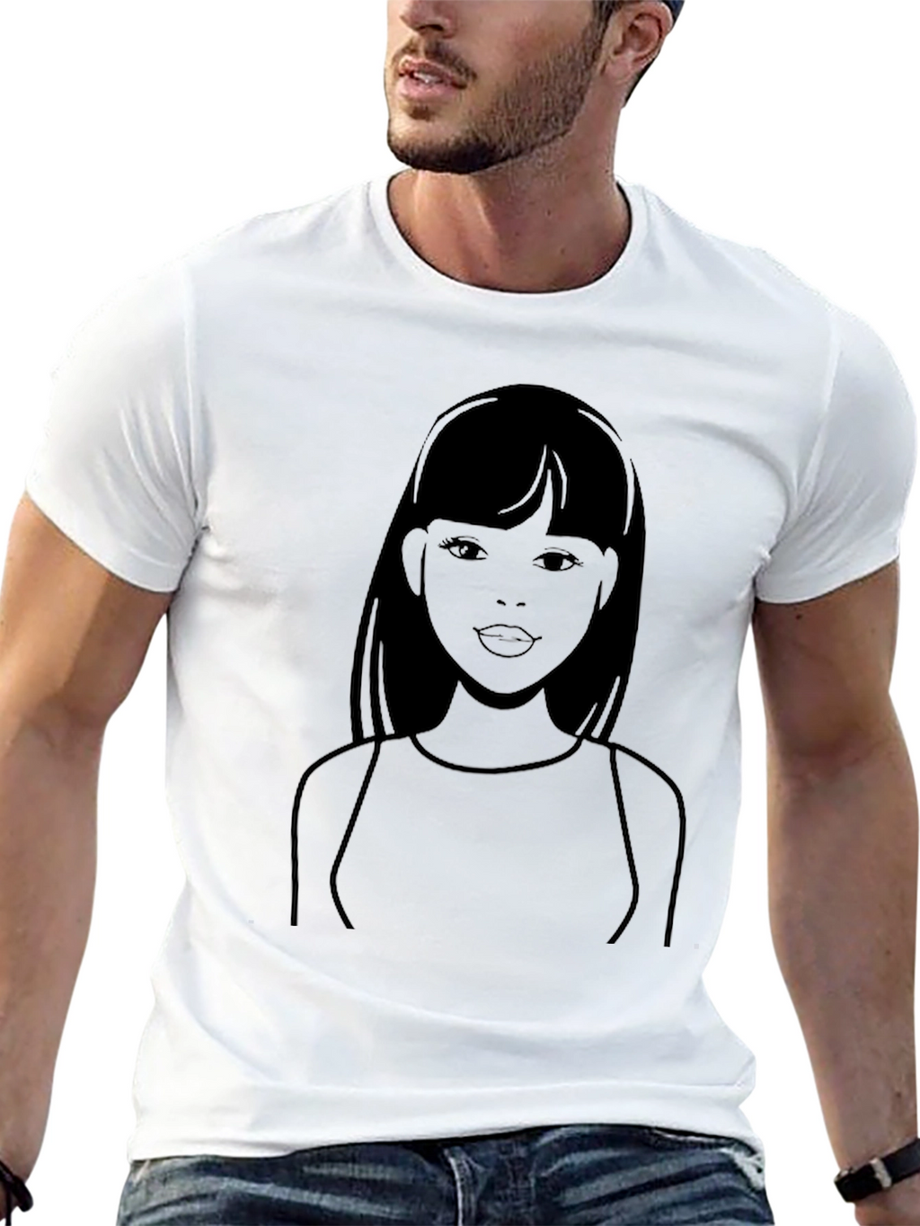 Stylish Black T-Shirt with Woman Graphic