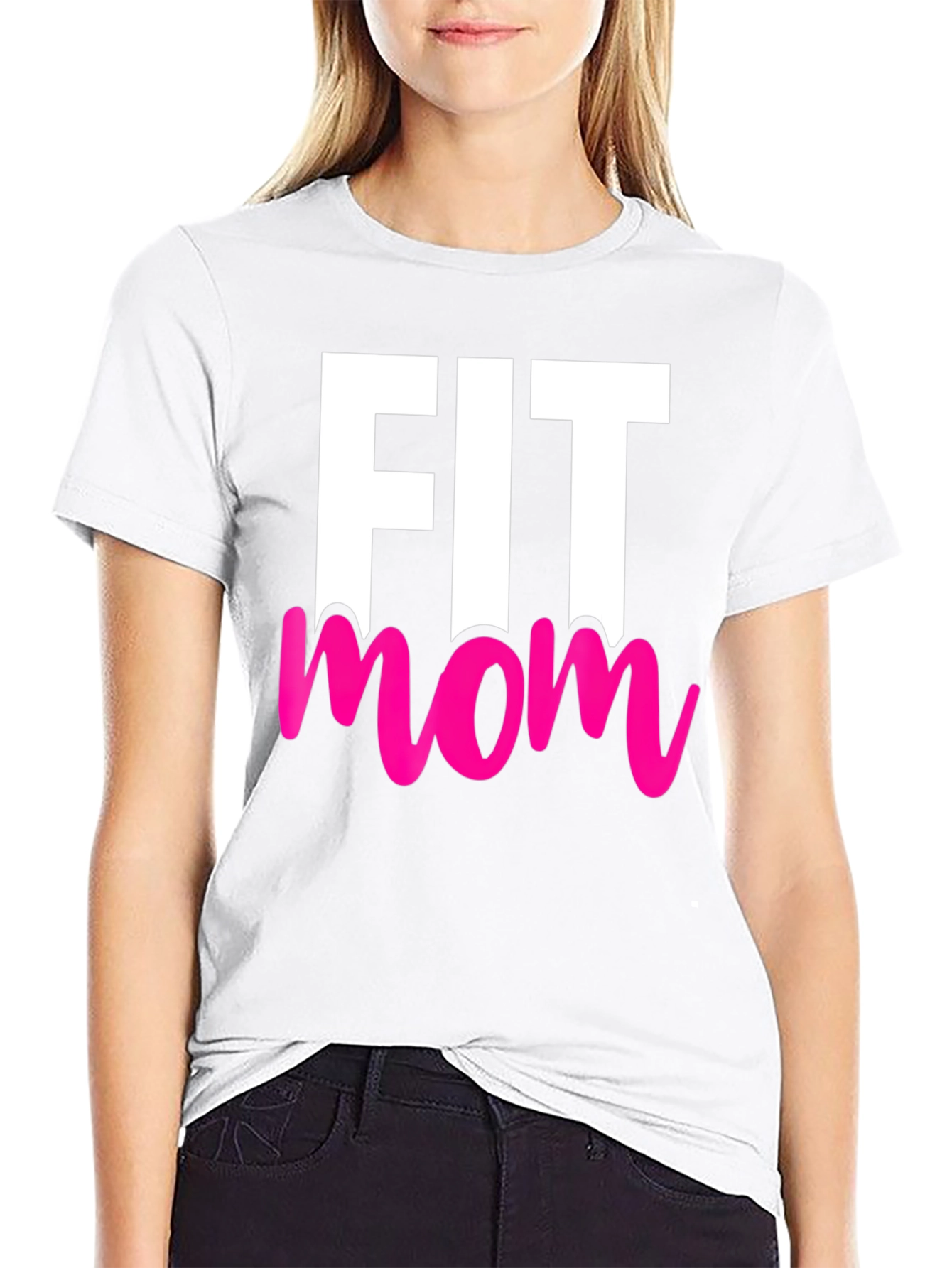 Fit Mom Graphic Tee - Black Cotton T-Shirt