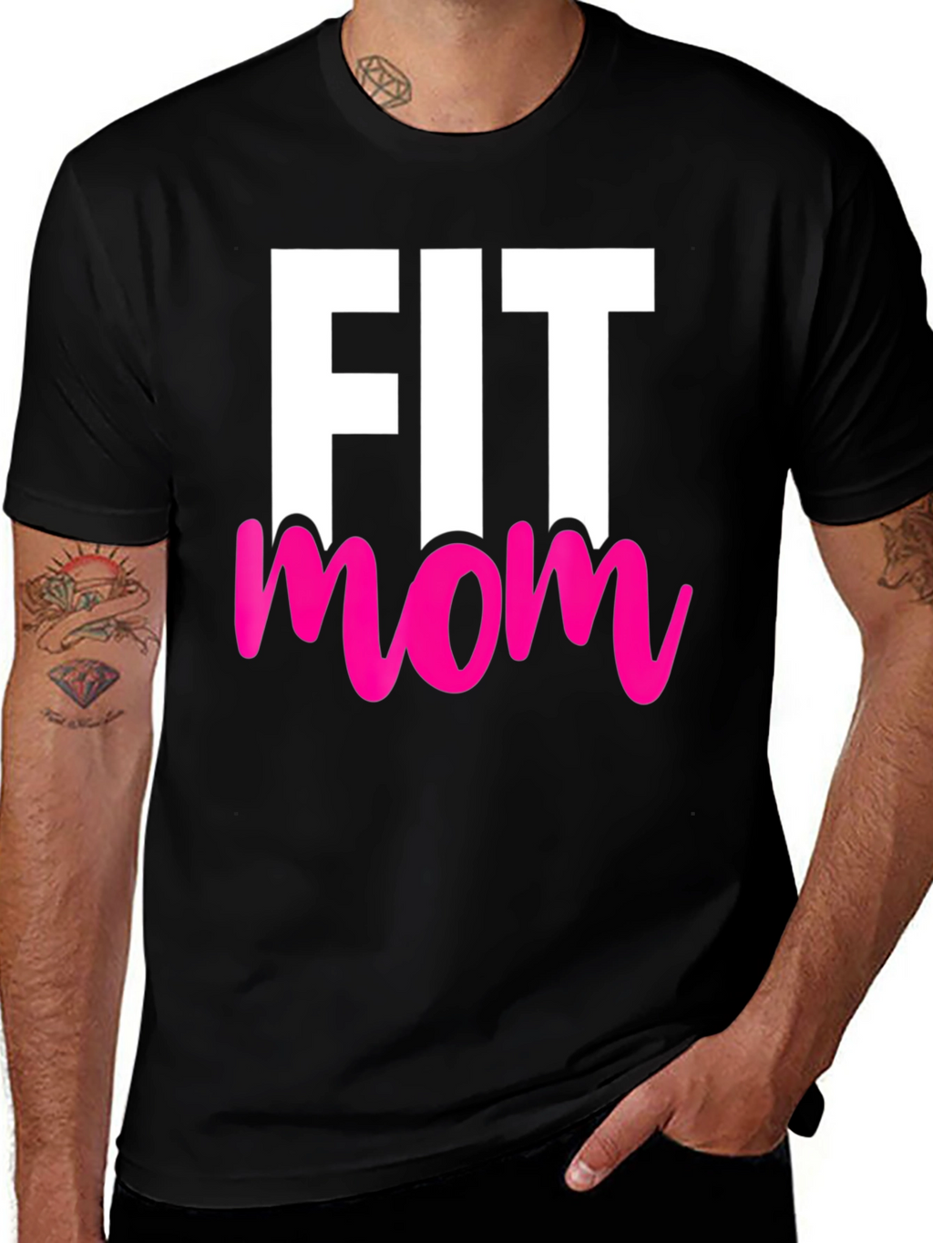 Fit Mom Graphic Tee - Black Cotton T-Shirt