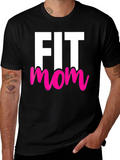 Fit Mom Graphic Tee - Black Cotton T-Shirt