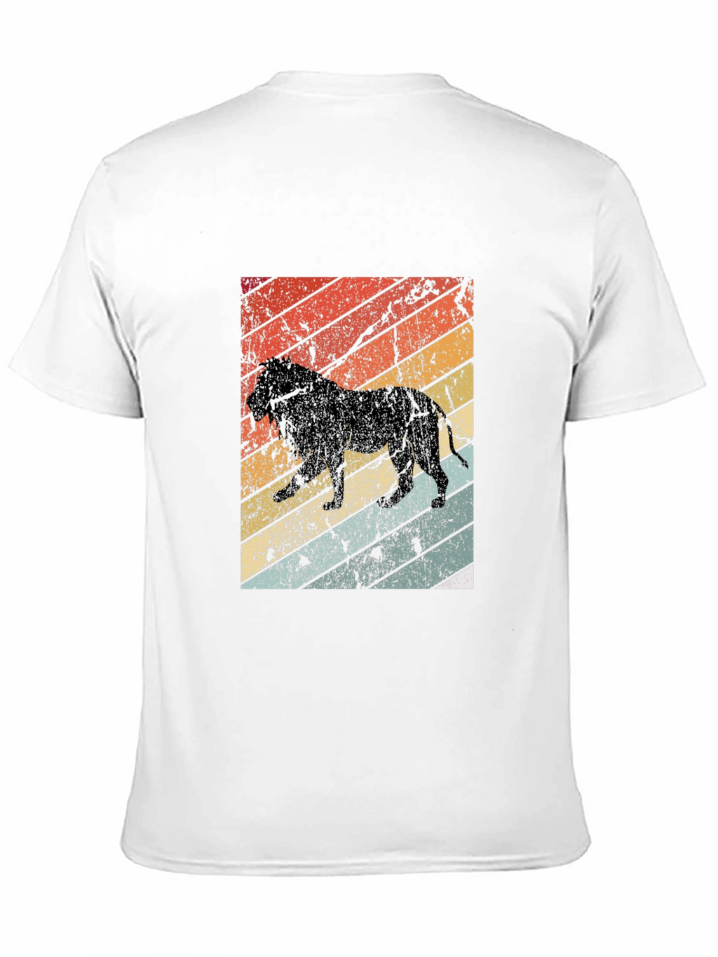 Retro Lion Graphic Tee - Black Cotton T-Shirt