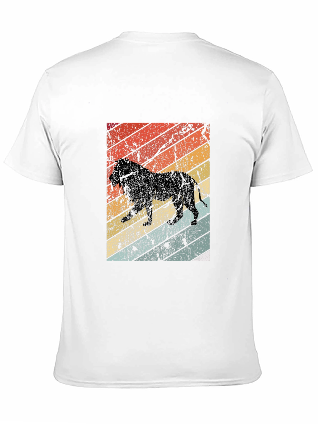 Retro Lion Graphic Tee - Black Cotton T-Shirt