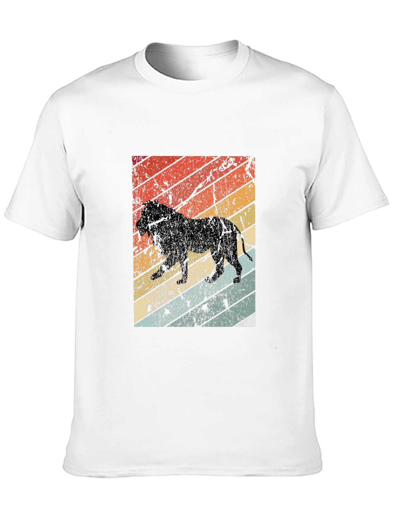 Retro Lion Graphic Tee - Black Cotton T-Shirt