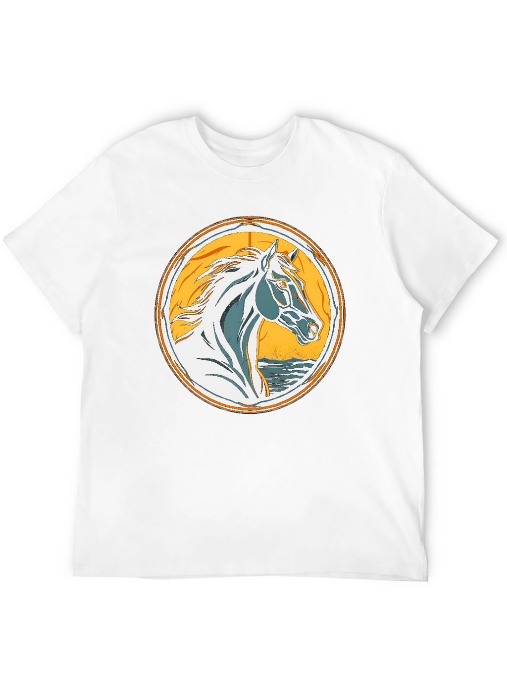 Horse Graphic Tee - Black Cotton T-Shirt