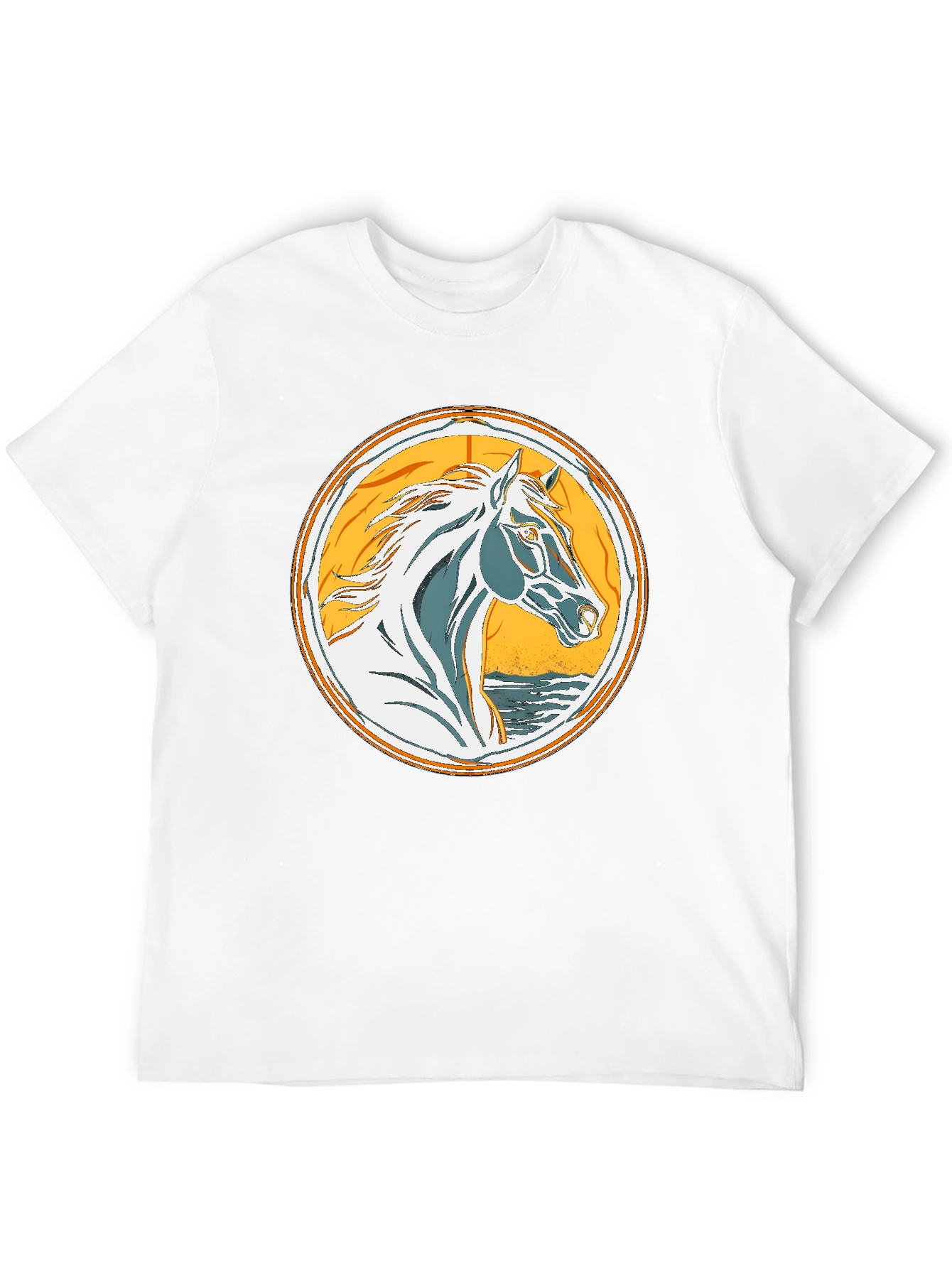 Horse Graphic Tee - Black Cotton T-Shirt