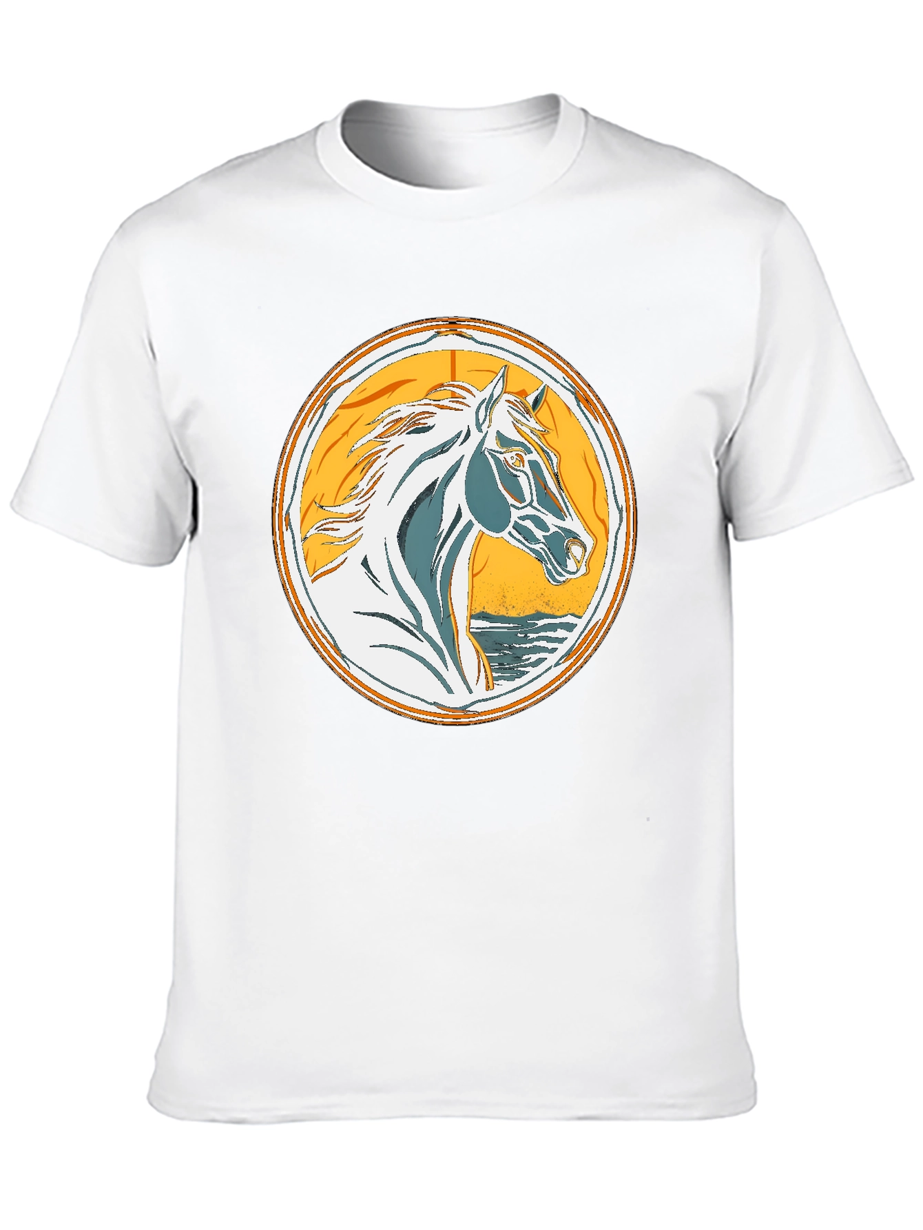 Horse Graphic Tee - Black Cotton T-Shirt