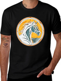 Horse Graphic Tee - Black Cotton T-Shirt