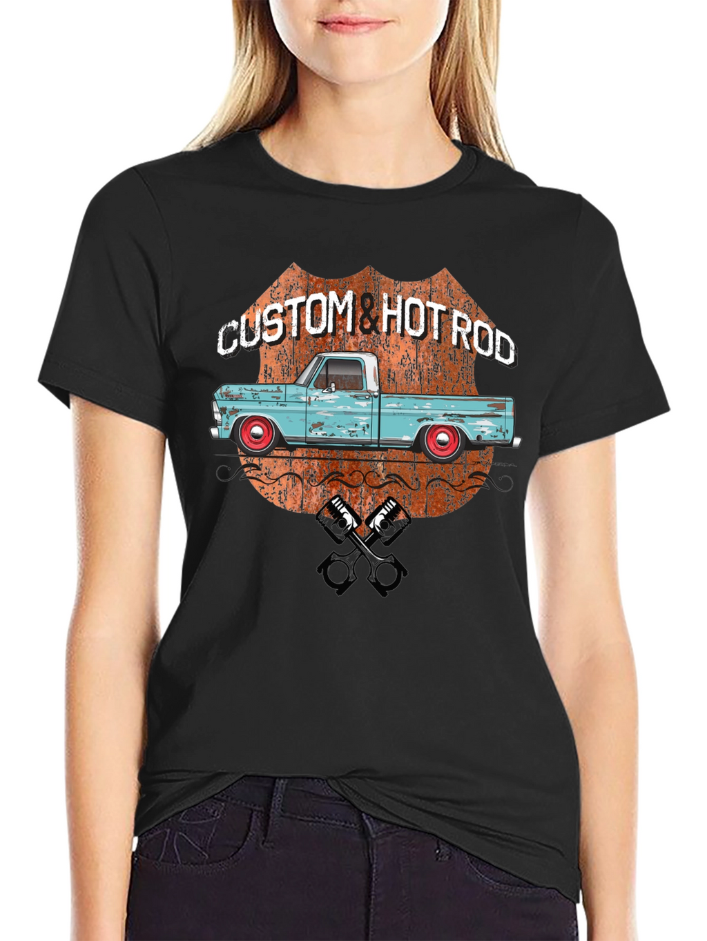 Custom Hot Rod Truck T-Shirt - Black