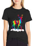 Rainbow Tie-Dye Deer Graphic T-Shirt
