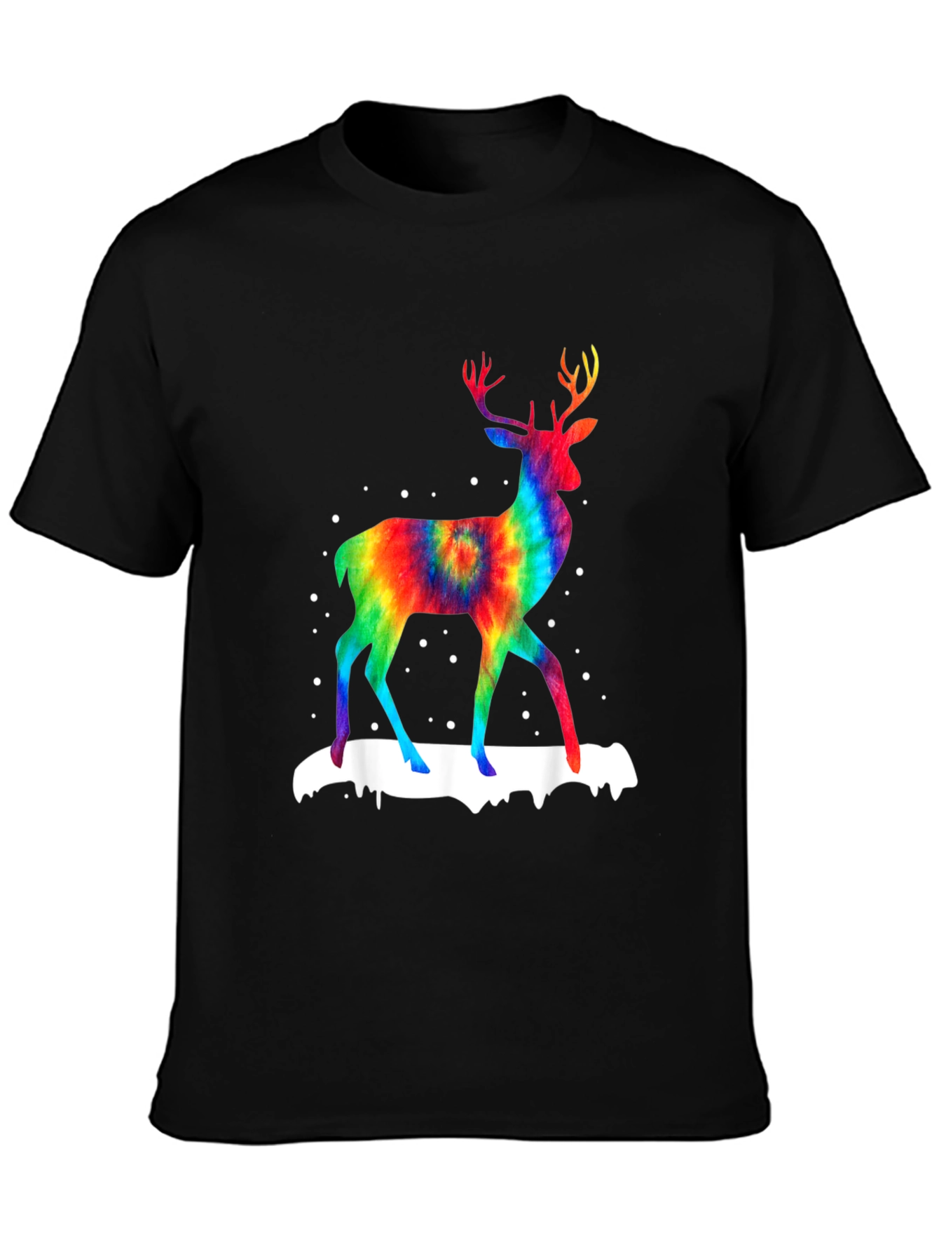 Rainbow Tie-Dye Deer Graphic T-Shirt