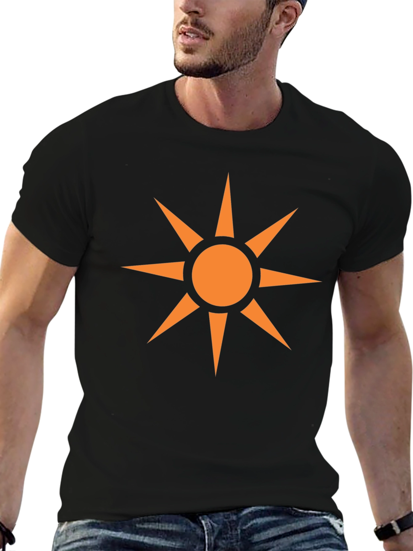 Geometric Sun Graphic Black T-Shirt
