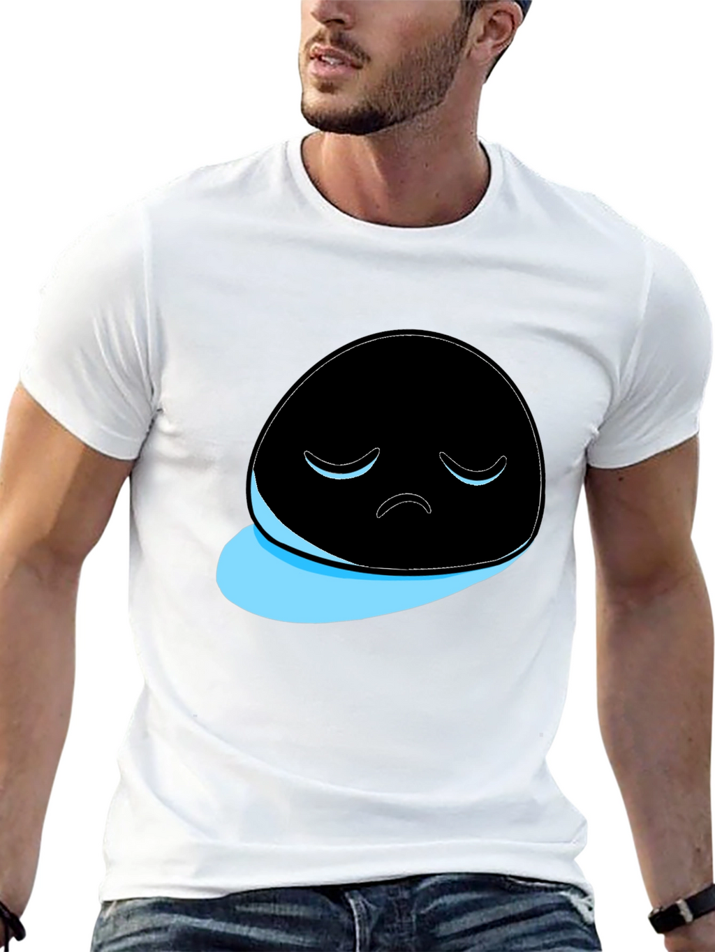 Sad Ghost Graphic T-Shirt - Mens Black Tee