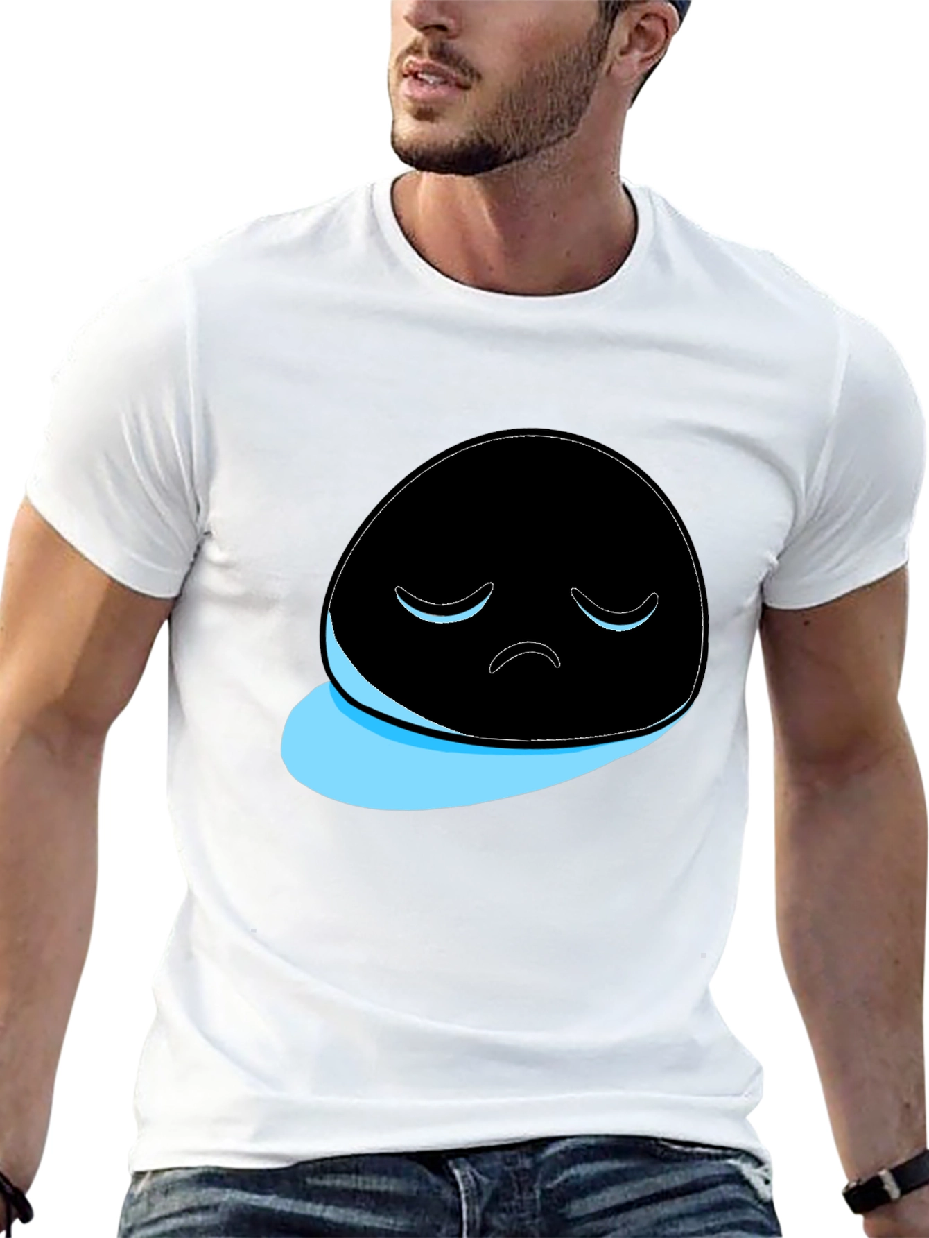 Sad Ghost Graphic T-Shirt - Mens Black Tee