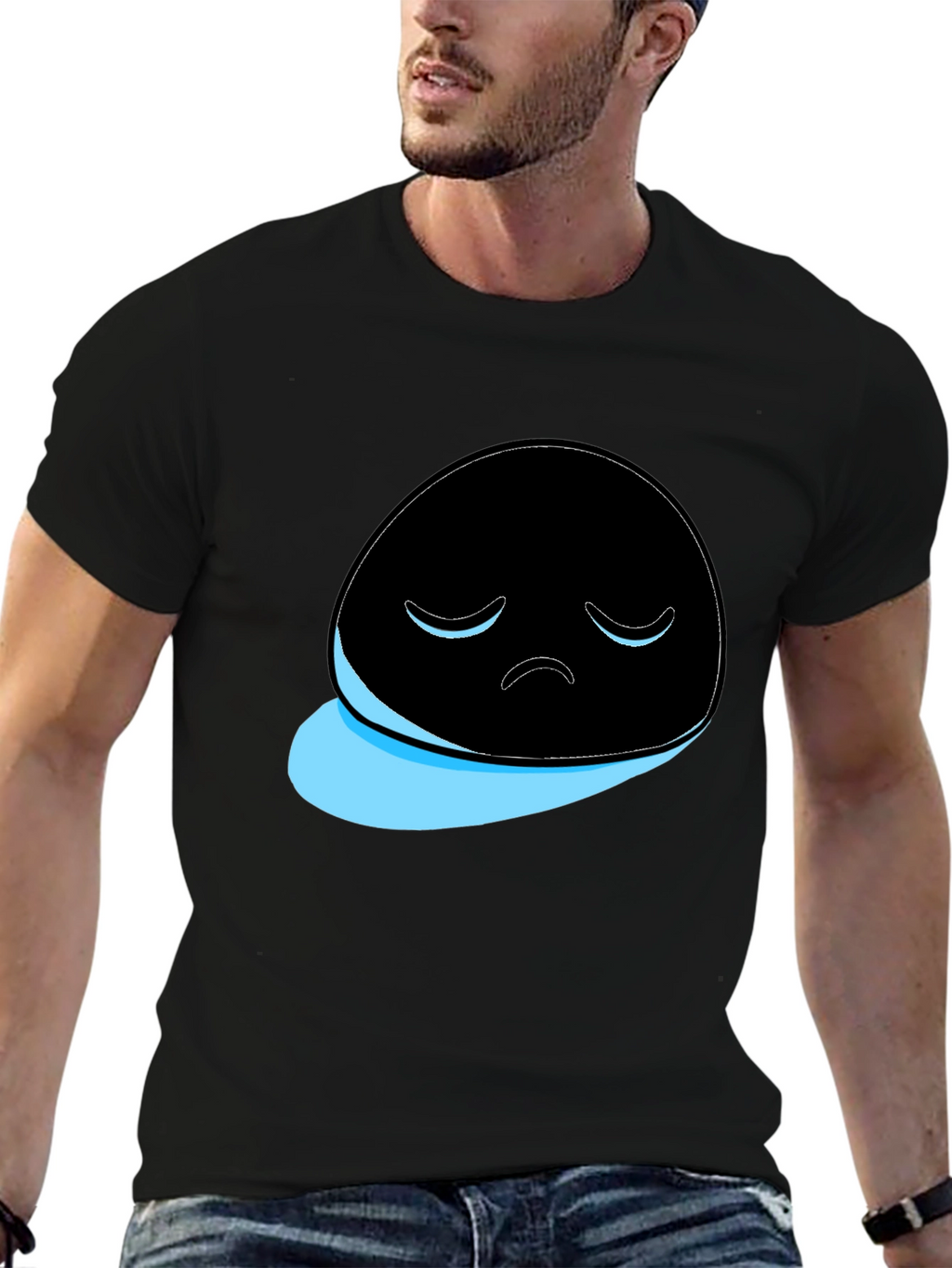 Sad Ghost Graphic T-Shirt - Mens Black Tee
