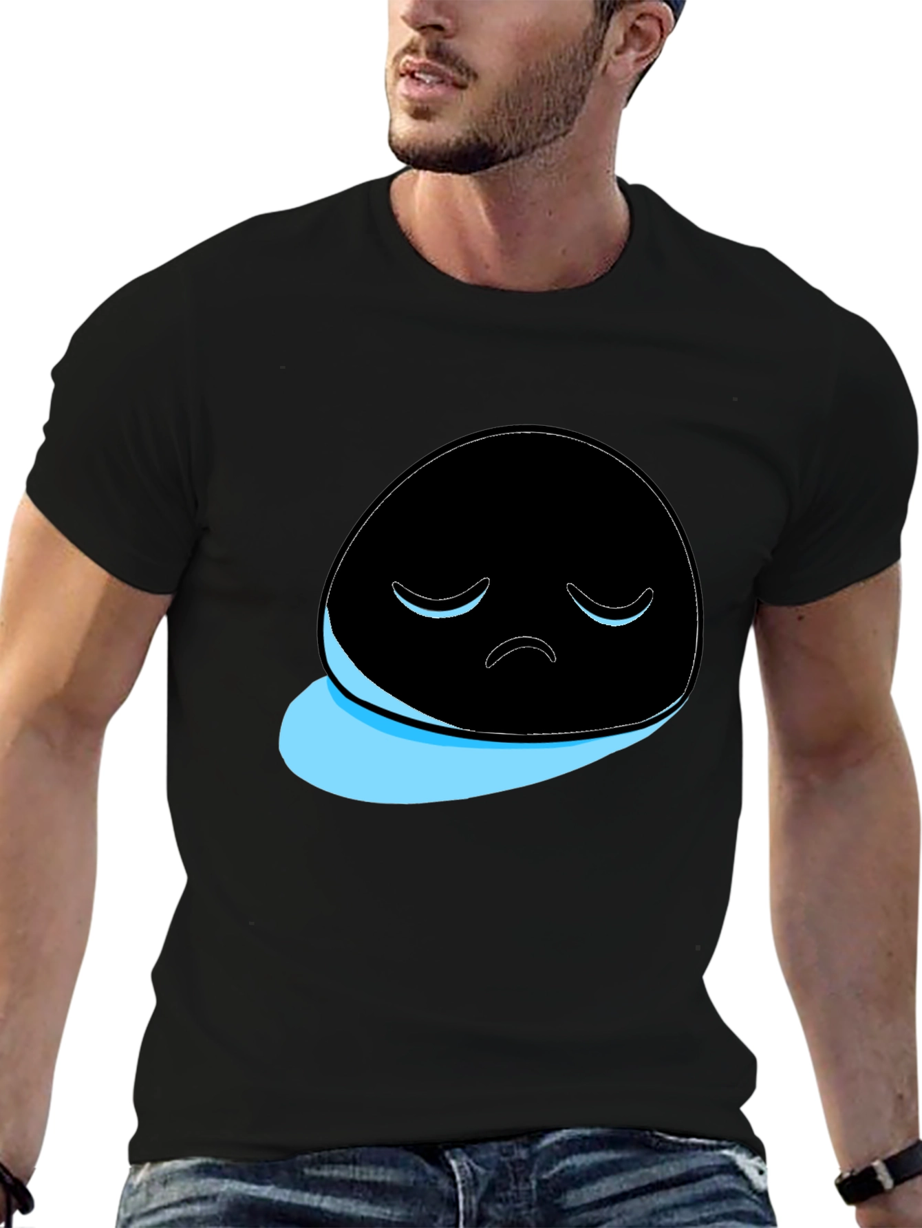 Sad Ghost Graphic T-Shirt - Mens Black Tee