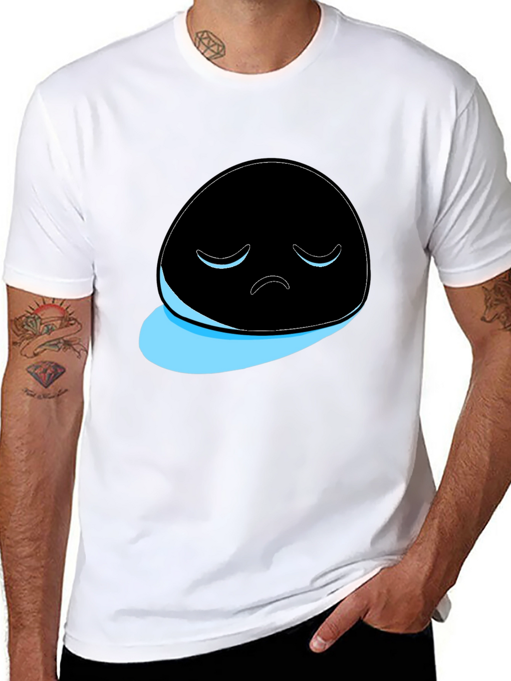 Sad Ghost Graphic T-Shirt - Mens Black Tee