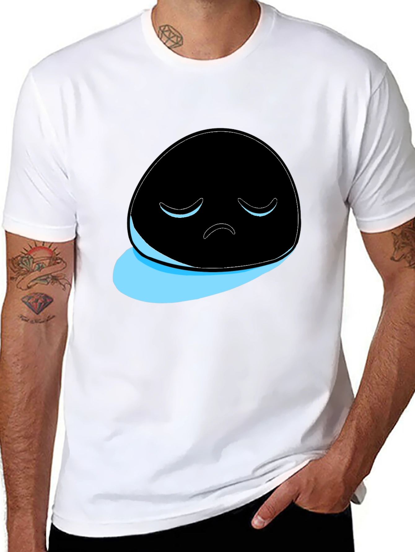 Sad Ghost Graphic T-Shirt - Mens Black Tee