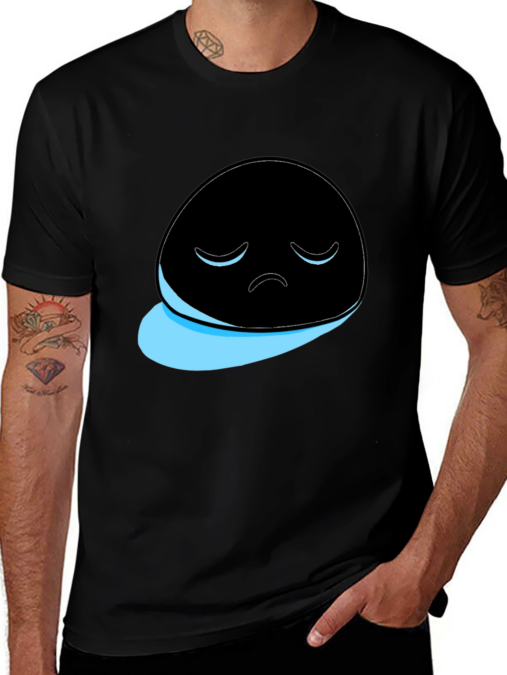 Sad Ghost Graphic T-Shirt - Mens Black Tee