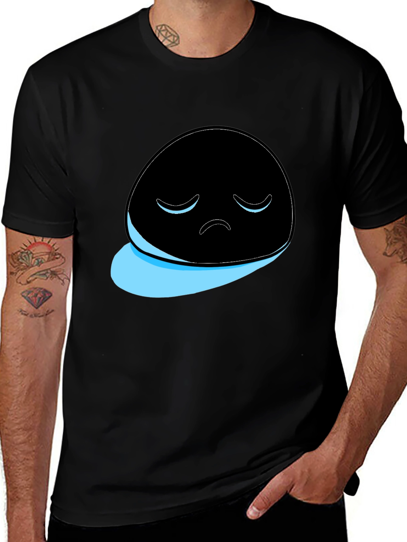 Sad Ghost Graphic T-Shirt - Mens Black Tee