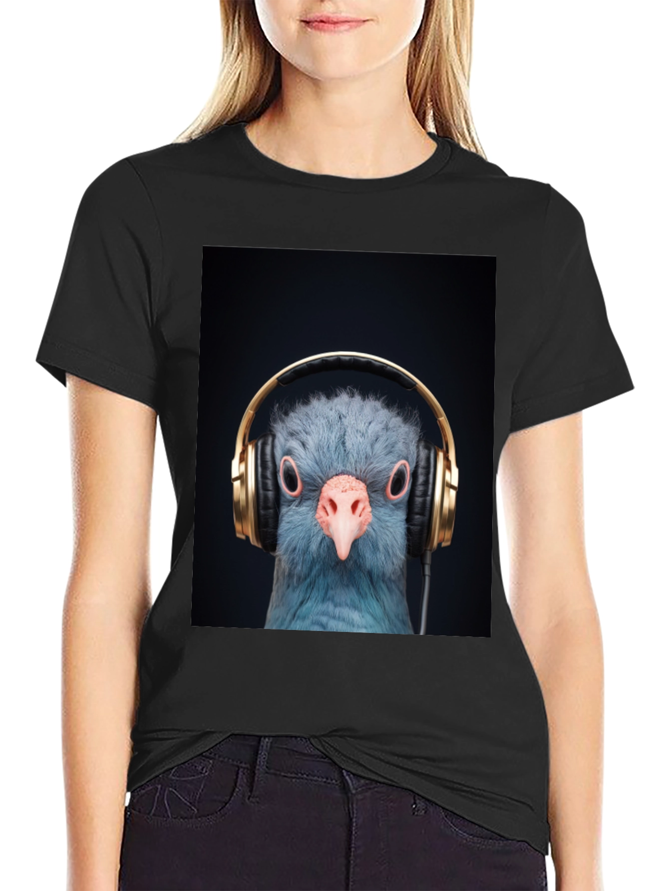 Pigeon DJ Graphic Tee - Cool Bird with Headphones T-Shirt