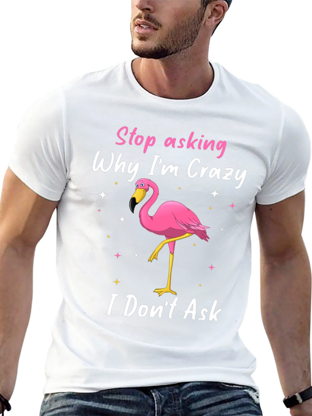 Crazy Flamingo Graphic T-Shirt