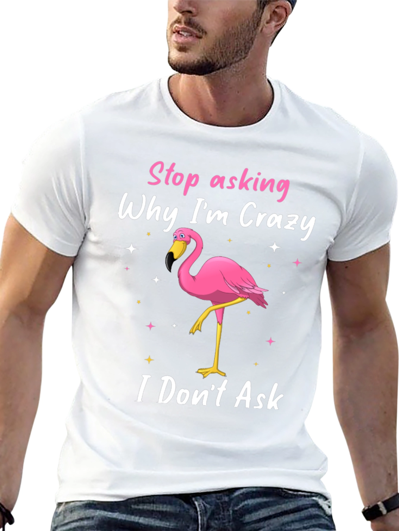 Crazy Flamingo Graphic T-Shirt