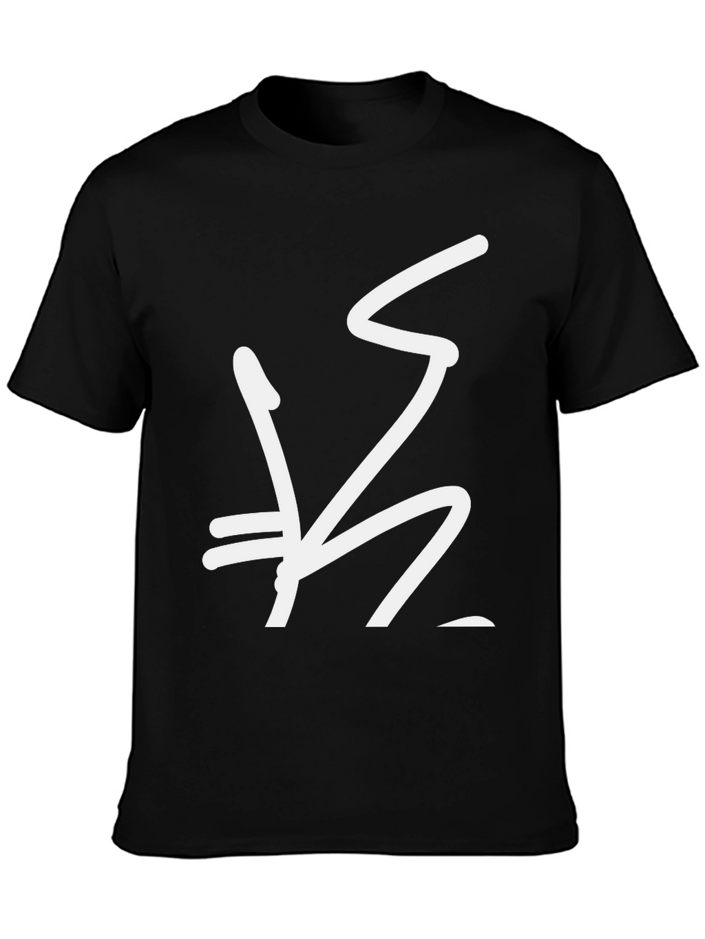 Black Graphic Tee with Abstract White Design