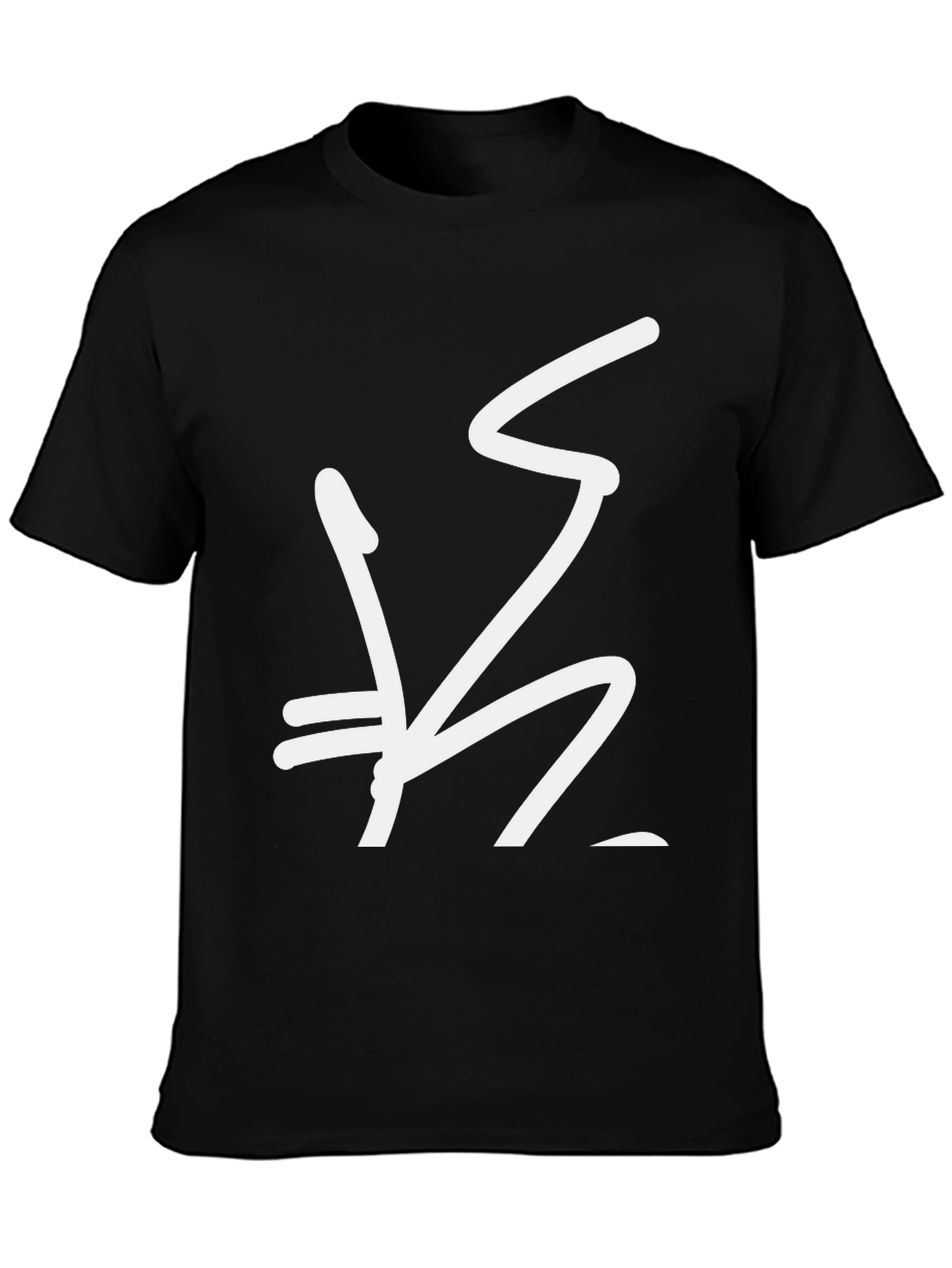 Black Graphic Tee with Abstract White Design