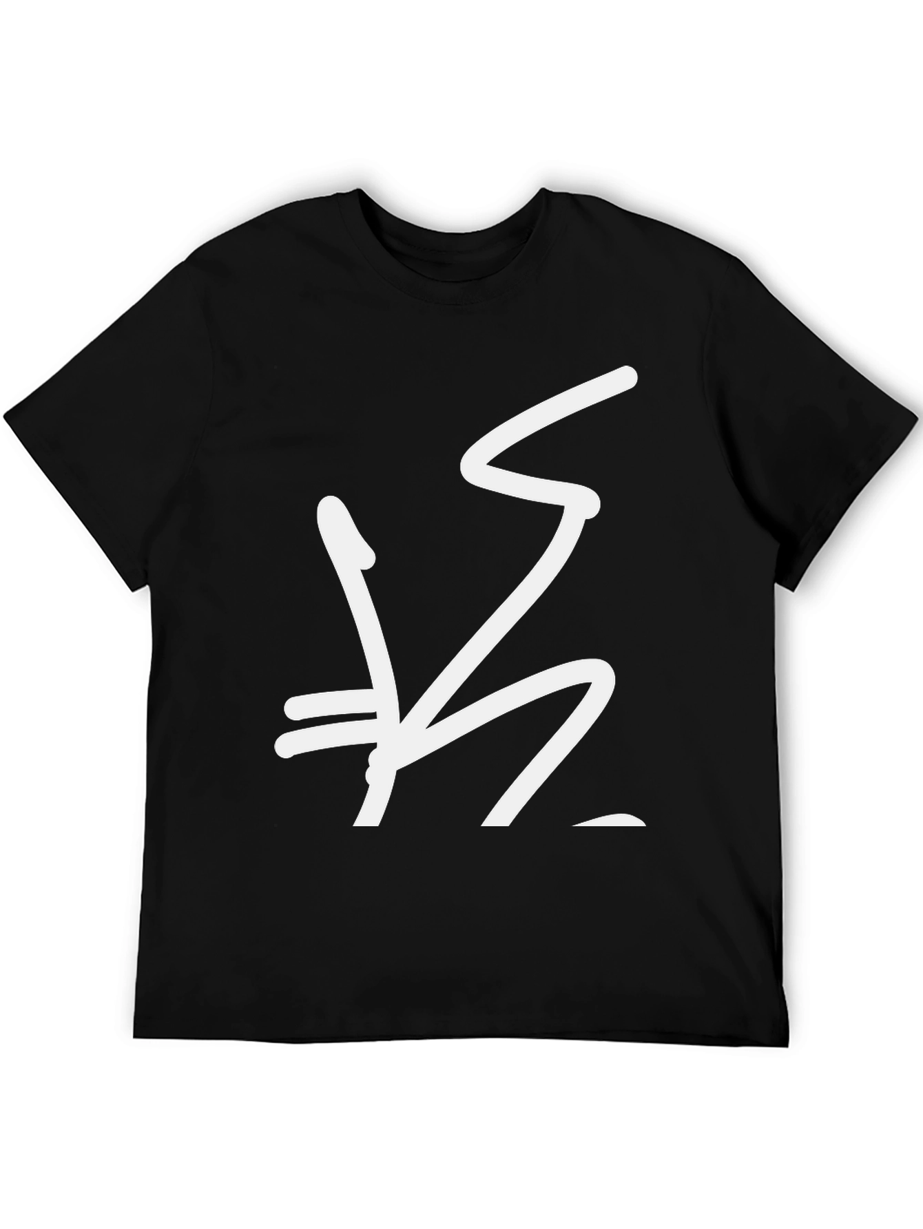 Black Graphic Tee with Abstract White Design