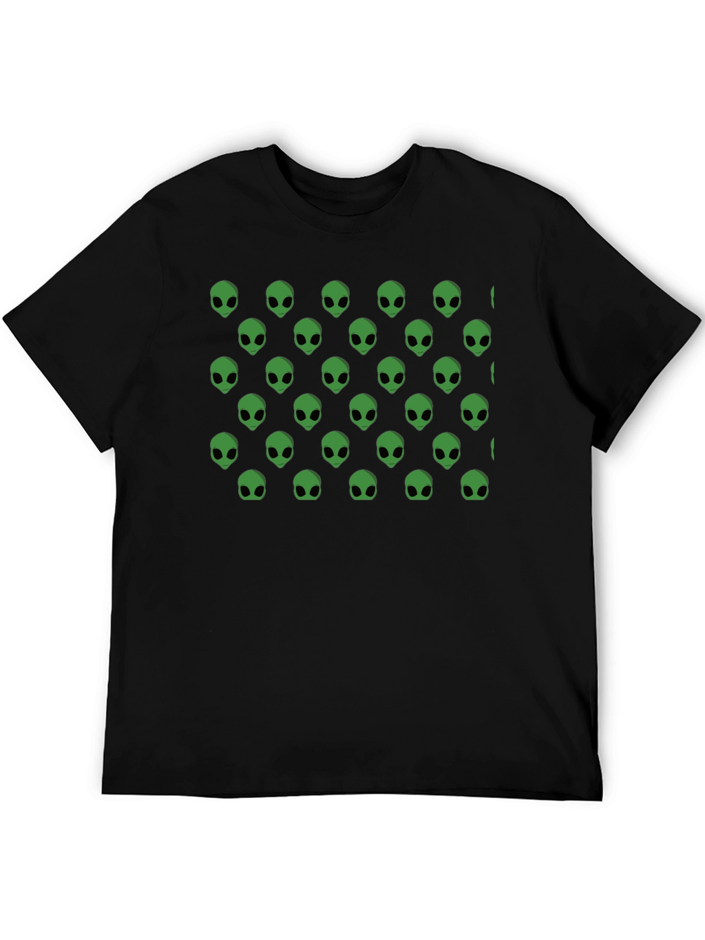 Alien Head Pattern Black T-Shirt