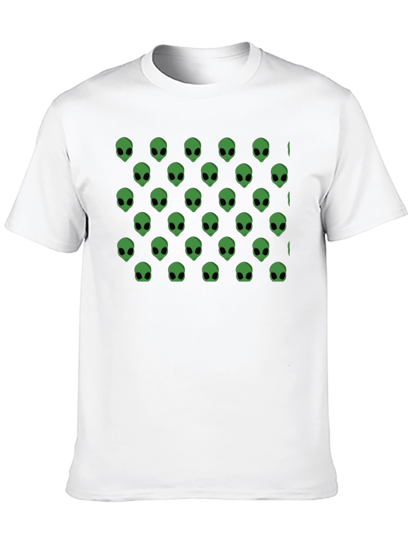 Alien Head Pattern Black T-Shirt