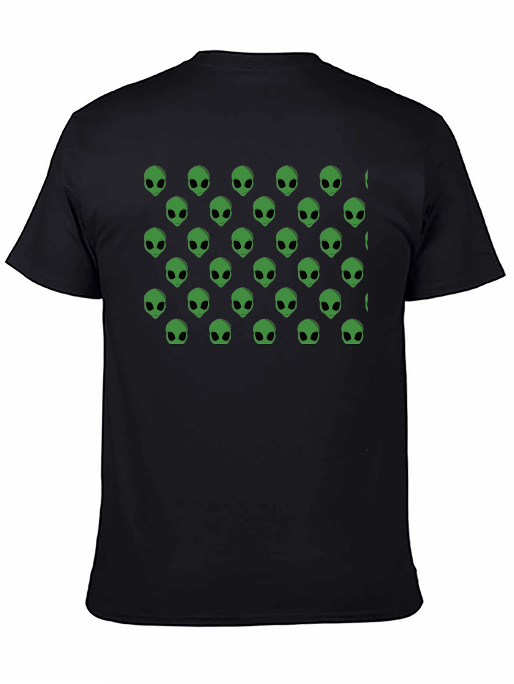 Alien Head Pattern Black T-Shirt