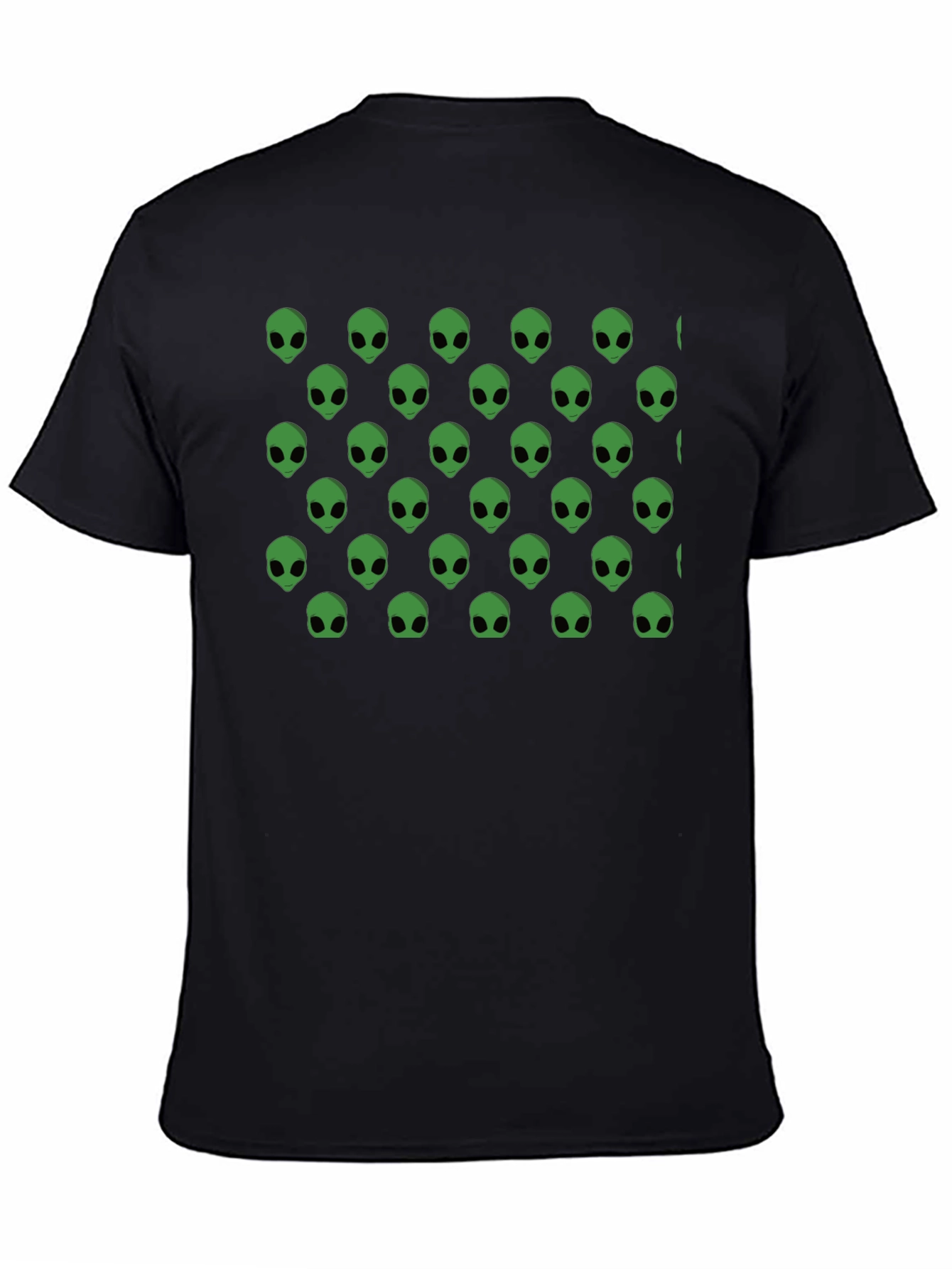 Alien Head Pattern Black T-Shirt