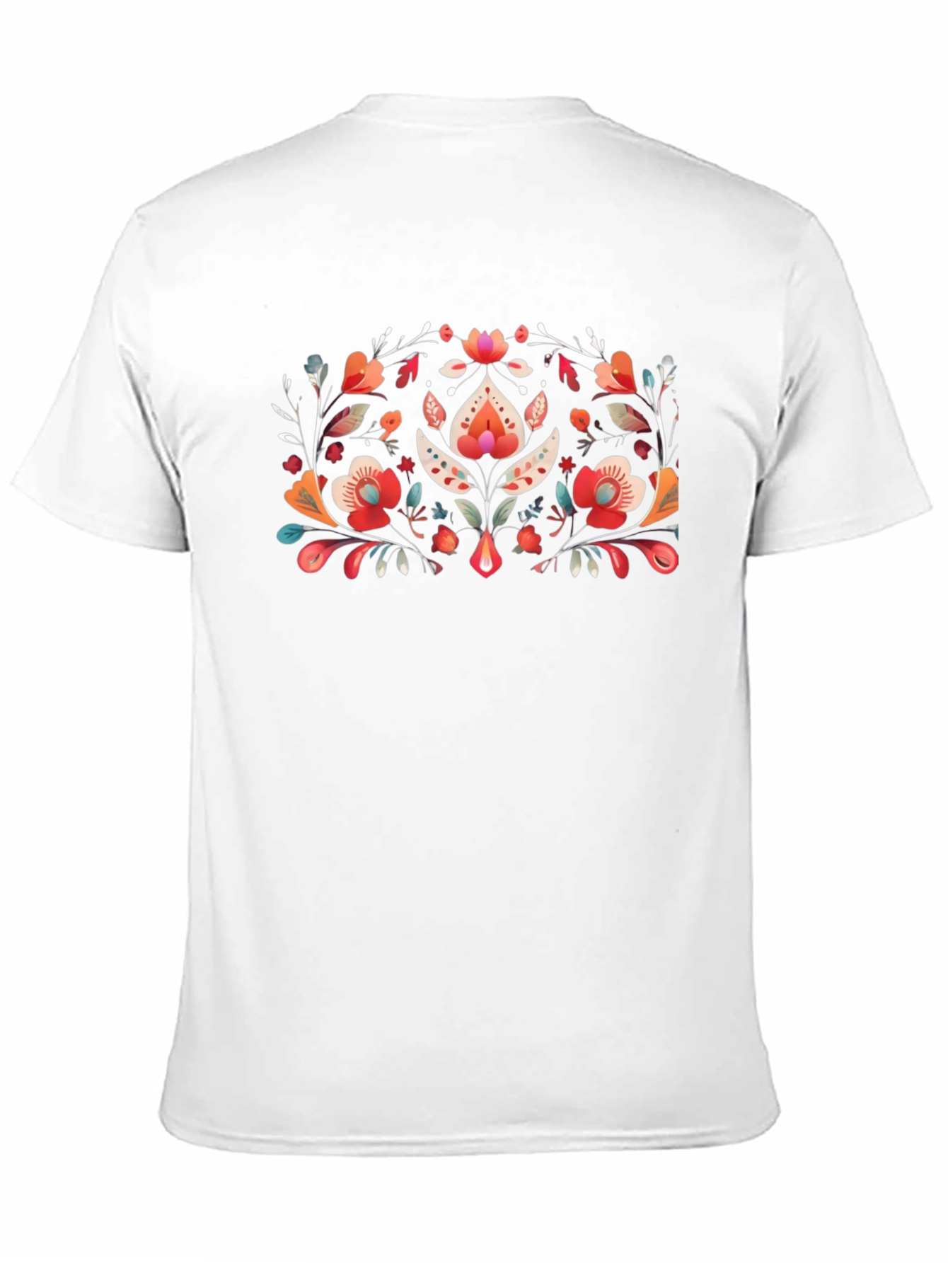Floral Folk Art Black T-Shirt
