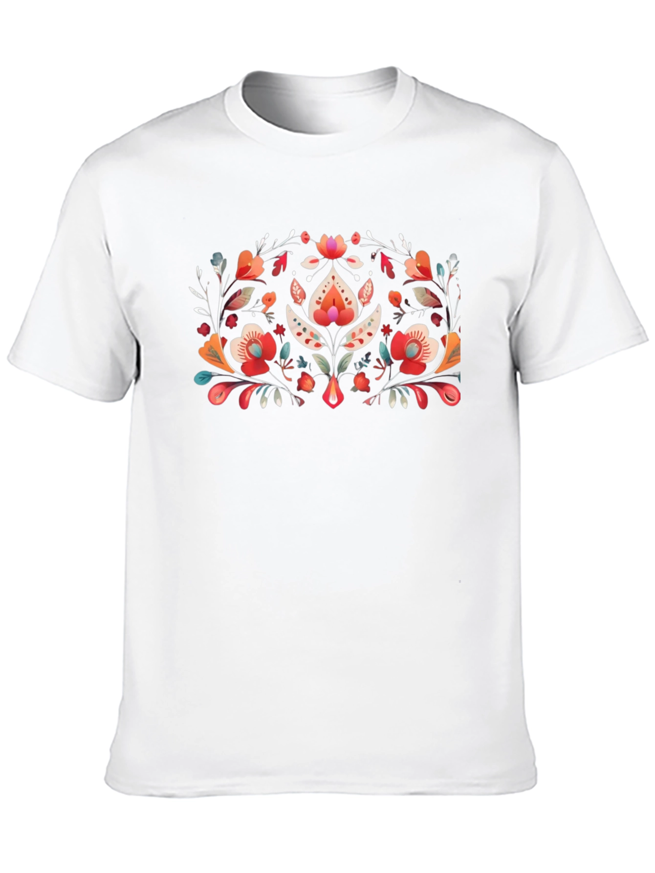 Floral Folk Art Black T-Shirt
