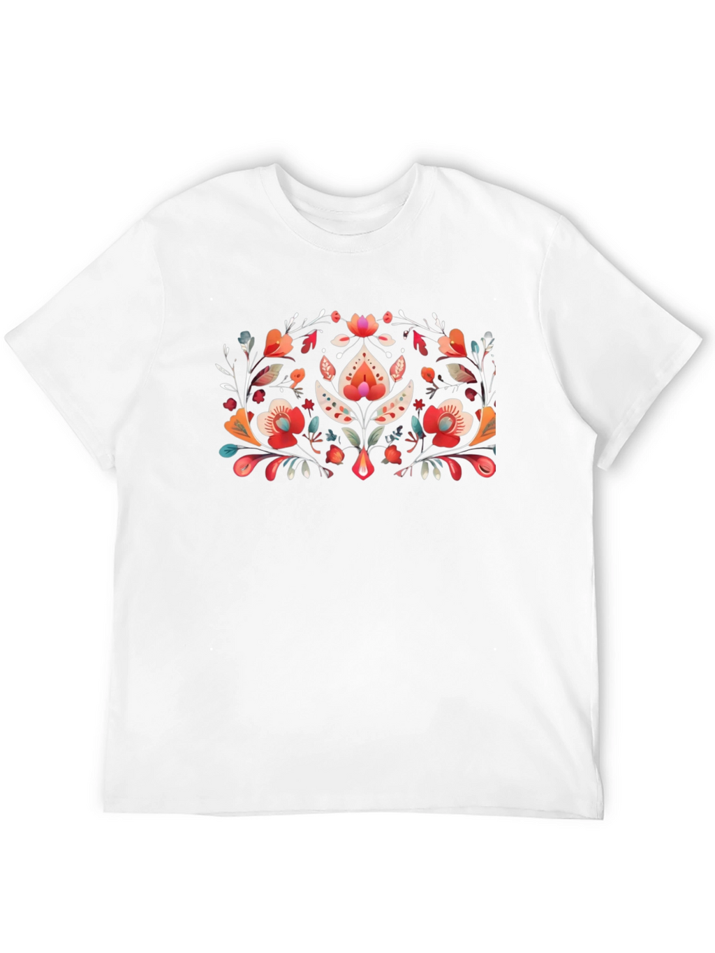 Floral Folk Art Black T-Shirt