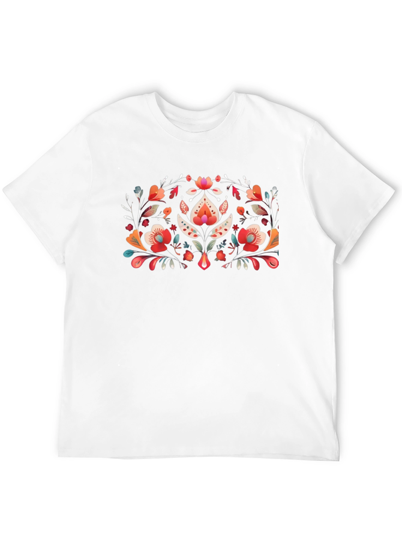 Floral Folk Art Black T-Shirt