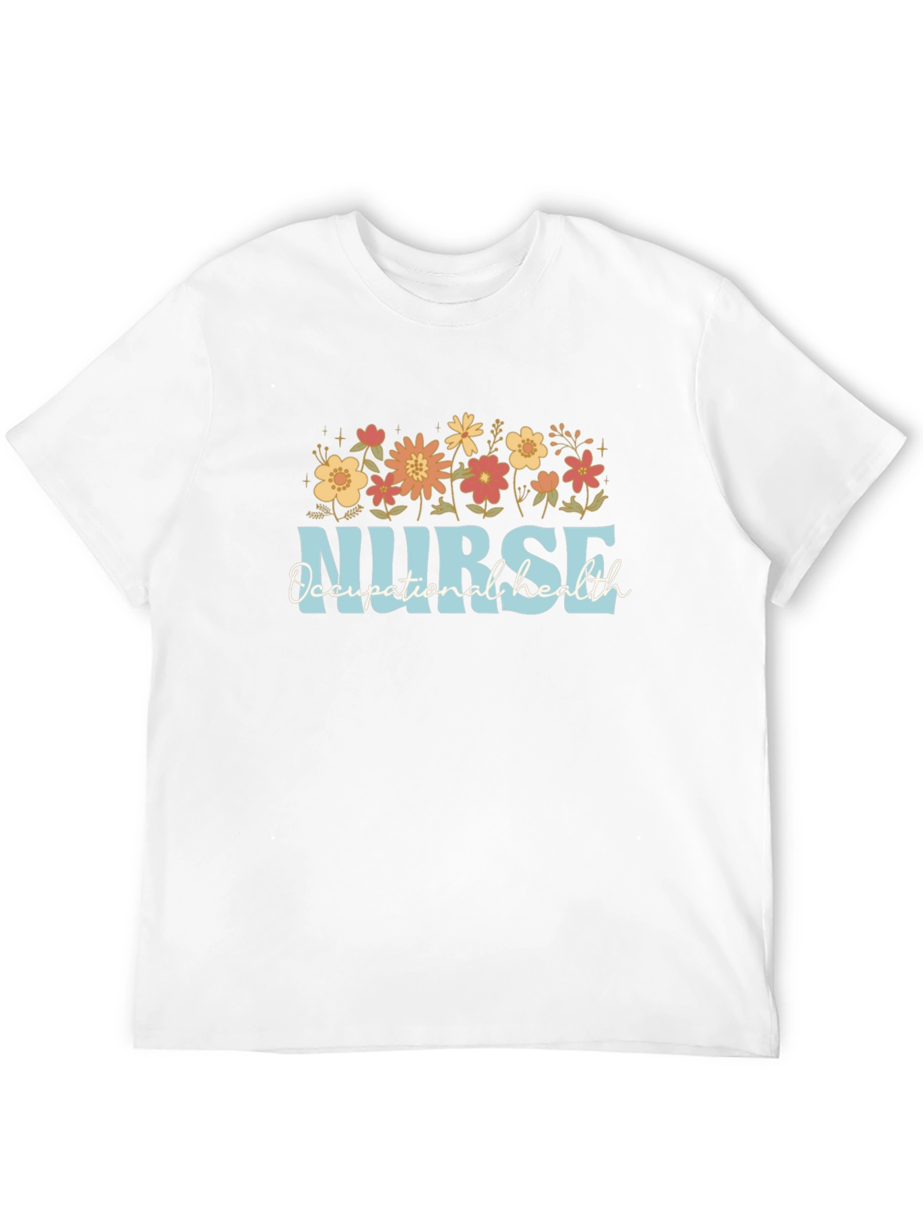 Nurse Occupational Health Floral Black T-Shirt