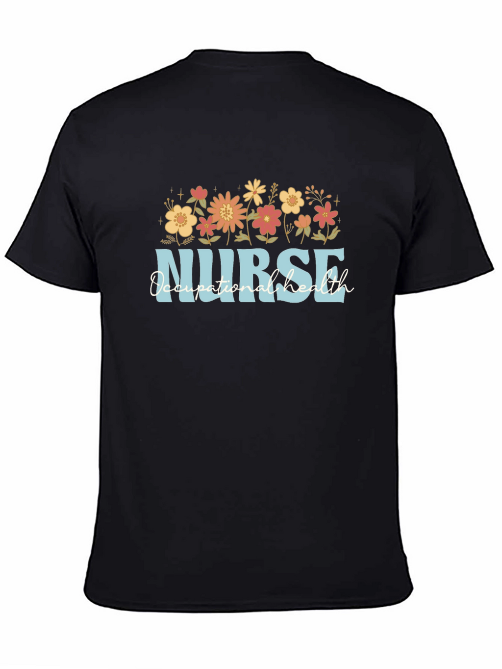 Nurse Occupational Health Floral Black T-Shirt
