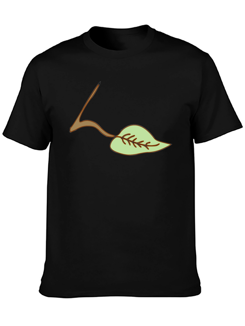 Leaf Graphic Tee - Casual Black T-Shirt