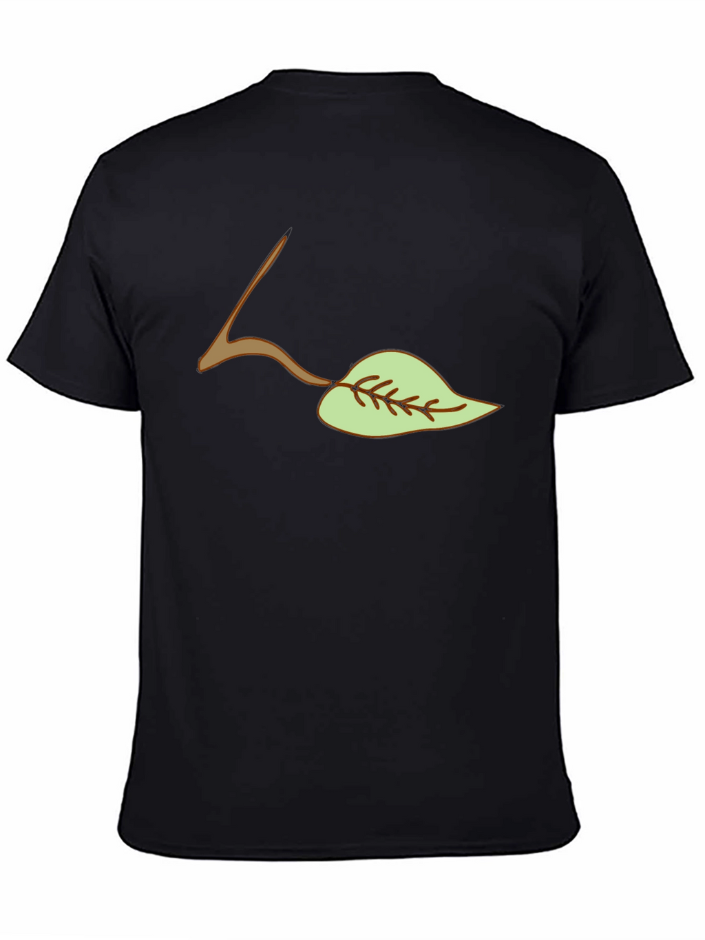 Leaf Graphic Tee - Casual Black T-Shirt