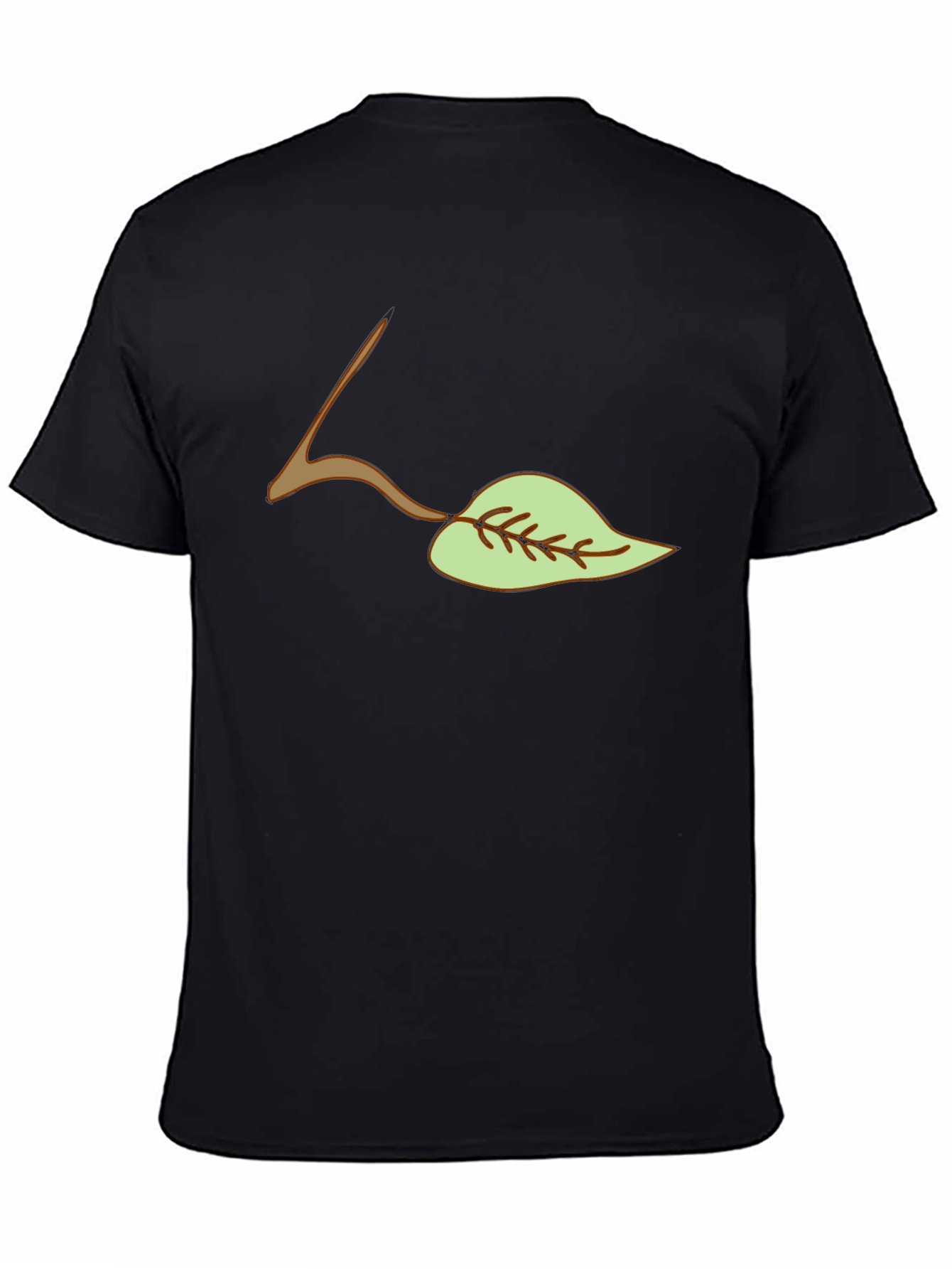 Leaf Graphic Tee - Casual Black T-Shirt